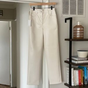 NEW Aritzia Wilfred Leather Pants Size 4 - Off-White